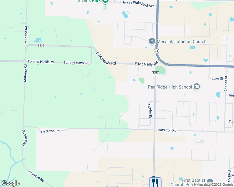 map of restaurants, bars, coffee shops, grocery stores, and more near 10551 East McNelly Road in Pea Ridge