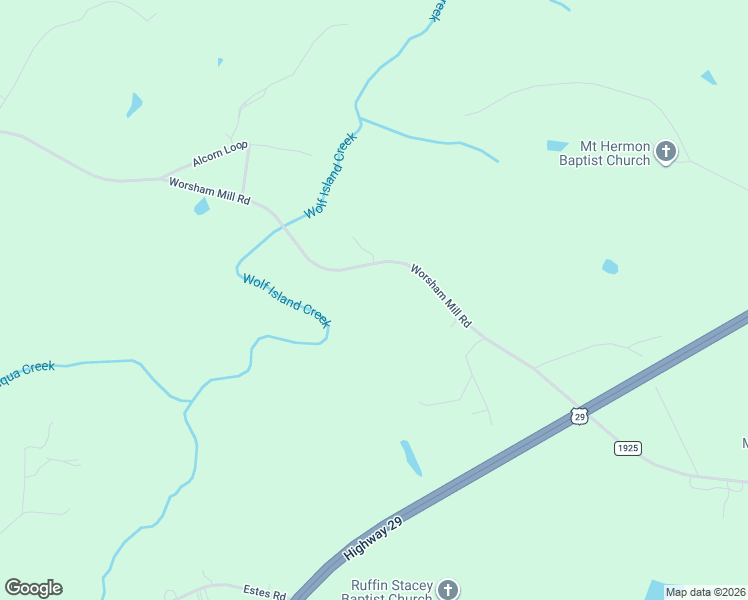 map of restaurants, bars, coffee shops, grocery stores, and more near 830 Worsham Mill Road in Ruffin