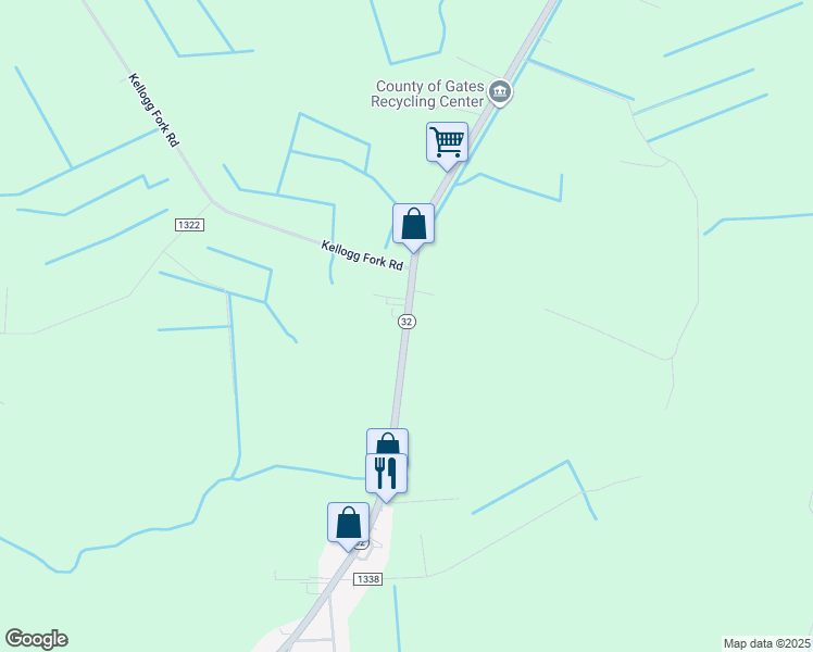 map of restaurants, bars, coffee shops, grocery stores, and more near 205 North Carolina 32 in Corapeake