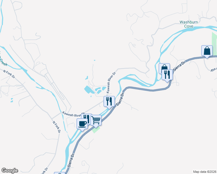 map of restaurants, bars, coffee shops, grocery stores, and more near 42898 Kaweah River Drive in Three Rivers
