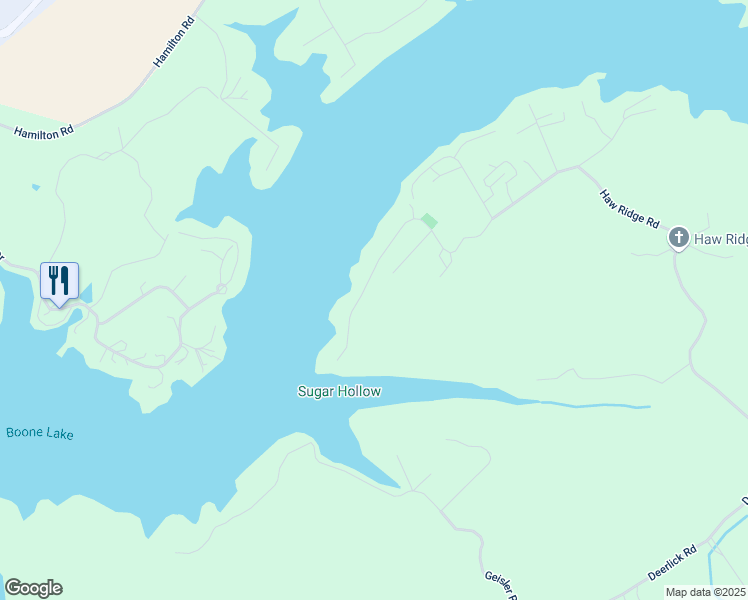 map of restaurants, bars, coffee shops, grocery stores, and more near 1097 Haw Ridge Road in Sullivan County