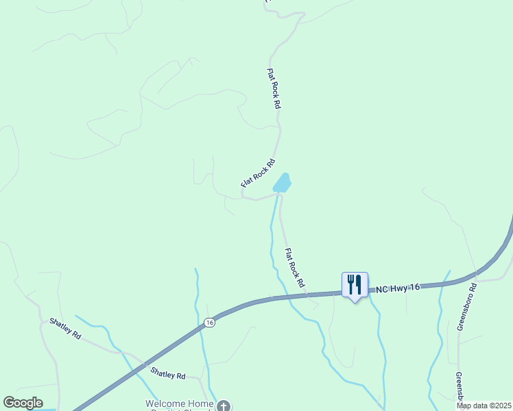 map of restaurants, bars, coffee shops, grocery stores, and more near 617 Flat Rock Road in Crumpler