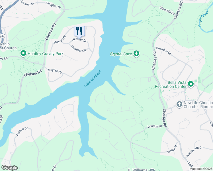 map of restaurants, bars, coffee shops, grocery stores, and more near 15 Winstone Lane in Bella Vista