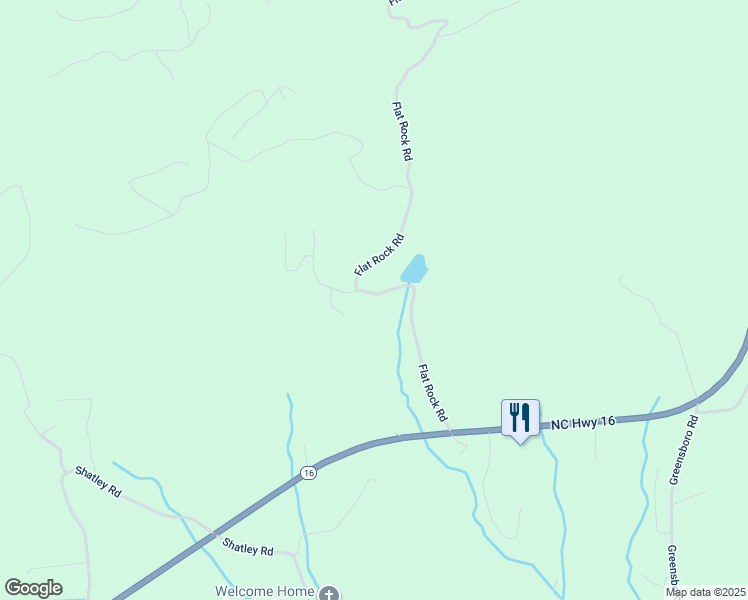 map of restaurants, bars, coffee shops, grocery stores, and more near 617 Flat Rock Road in Crumpler