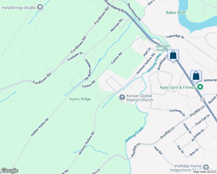 map of restaurants, bars, coffee shops, grocery stores, and more near 3386 Horseshoe Drive in Kingsport