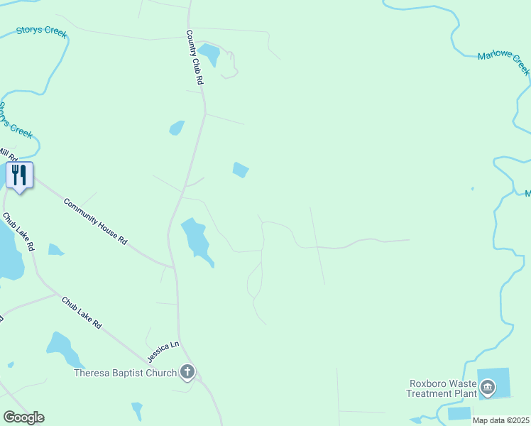 map of restaurants, bars, coffee shops, grocery stores, and more near 30 Tee Court in Roxboro