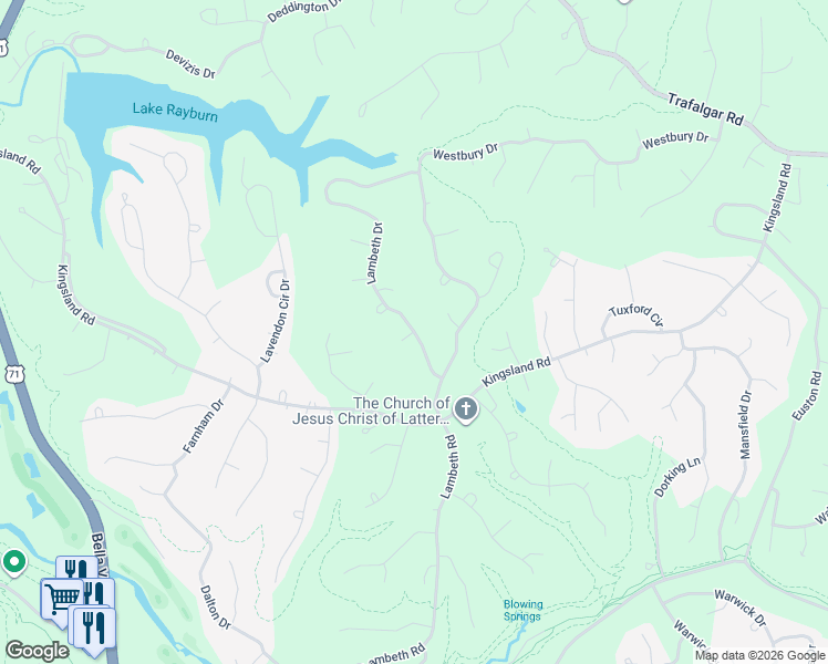 map of restaurants, bars, coffee shops, grocery stores, and more near 1 Lambeth Circle in Bella Vista