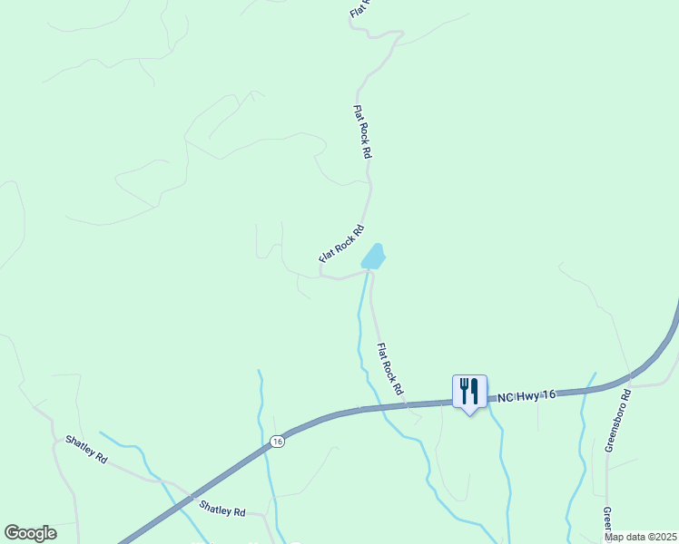 map of restaurants, bars, coffee shops, grocery stores, and more near 606 Flat Rock Road in Crumpler