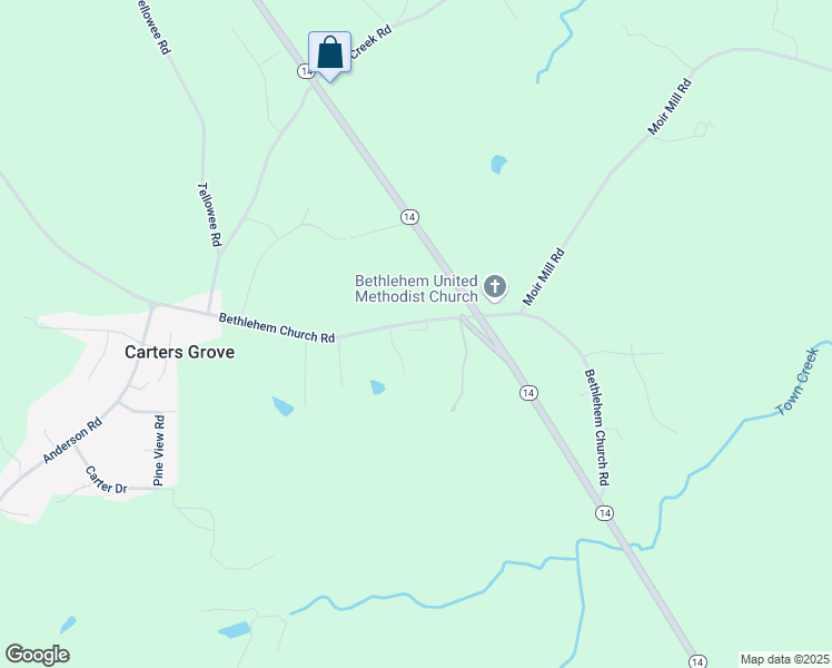 map of restaurants, bars, coffee shops, grocery stores, and more near 1788 Bethlehem Church Road in Reidsville