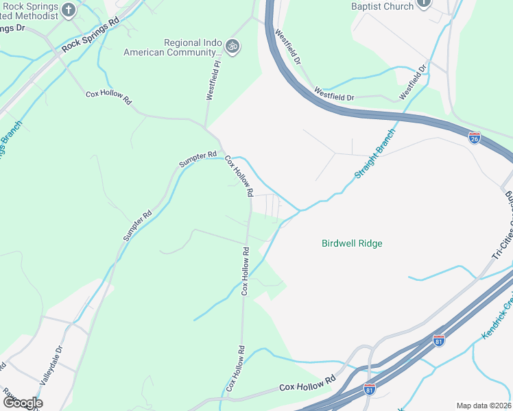 map of restaurants, bars, coffee shops, grocery stores, and more near 612 Cox Hollow Road in Kingsport