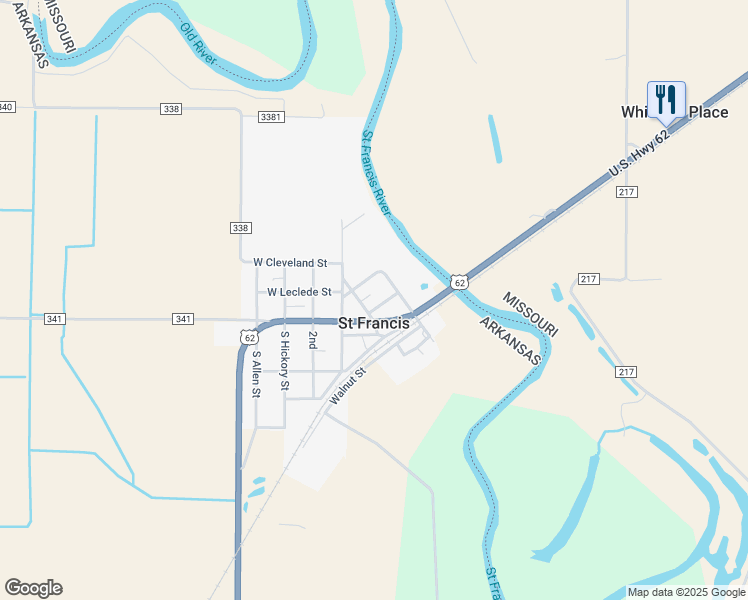 map of restaurants, bars, coffee shops, grocery stores, and more near in Saint Francis