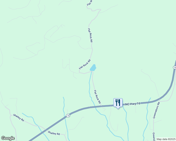 map of restaurants, bars, coffee shops, grocery stores, and more near 560 Flat Rock Road in Crumpler
