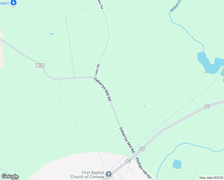 map of restaurants, bars, coffee shops, grocery stores, and more near 2485 Deberrys Mill Road in Conway