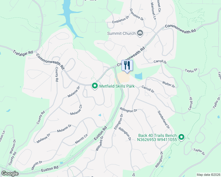 map of restaurants, bars, coffee shops, grocery stores, and more near 21 Lunsford Lane in Bella Vista