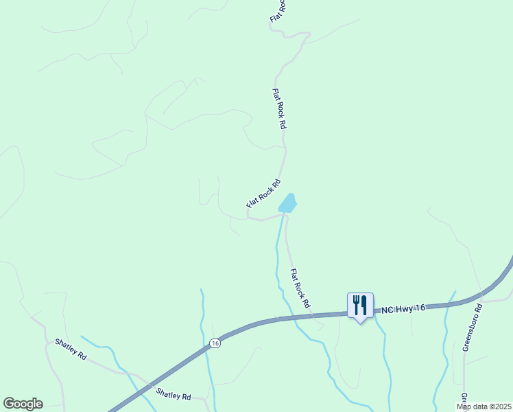 map of restaurants, bars, coffee shops, grocery stores, and more near 740 Flat Rock Road in Crumpler