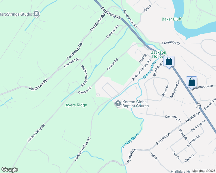 map of restaurants, bars, coffee shops, grocery stores, and more near 3332 Horseshoe Drive in Kingsport