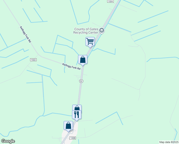 map of restaurants, bars, coffee shops, grocery stores, and more near 219 North Carolina 32 in Sunbury