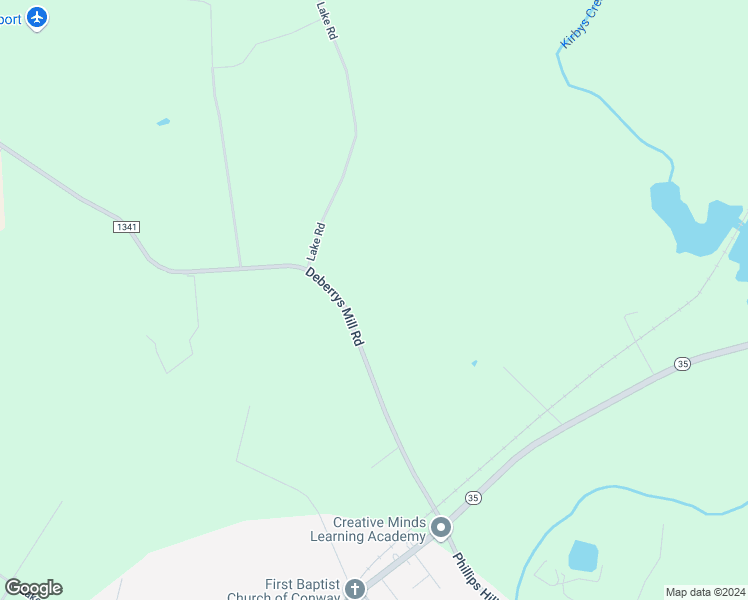 map of restaurants, bars, coffee shops, grocery stores, and more near 2485 Deberrys Mill Road in Conway