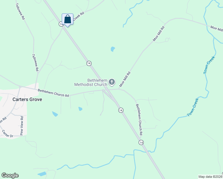 map of restaurants, bars, coffee shops, grocery stores, and more near 1983 Bethlehem Church Road in Reidsville