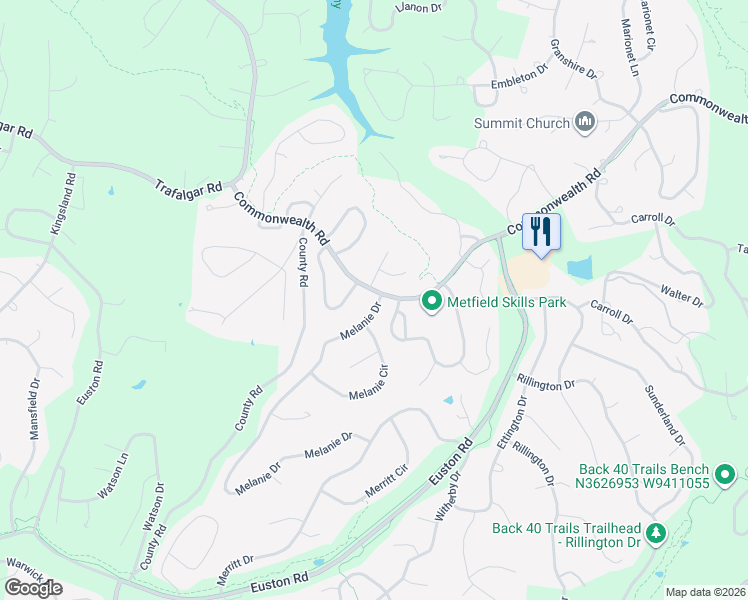 map of restaurants, bars, coffee shops, grocery stores, and more near 2 Melanie Drive in Bella Vista