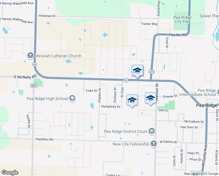 map of restaurants, bars, coffee shops, grocery stores, and more near 1592 Hutchinson Street in Pea Ridge