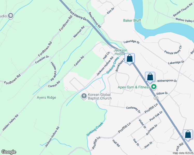 map of restaurants, bars, coffee shops, grocery stores, and more near 1145 Jackson Hollow Road in Kingsport
