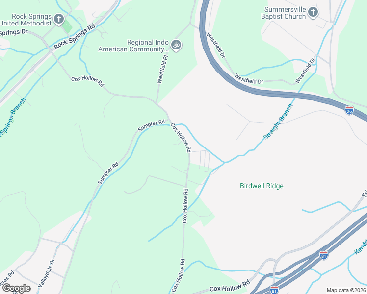 map of restaurants, bars, coffee shops, grocery stores, and more near 562 Cox Hollow Road in Kingsport