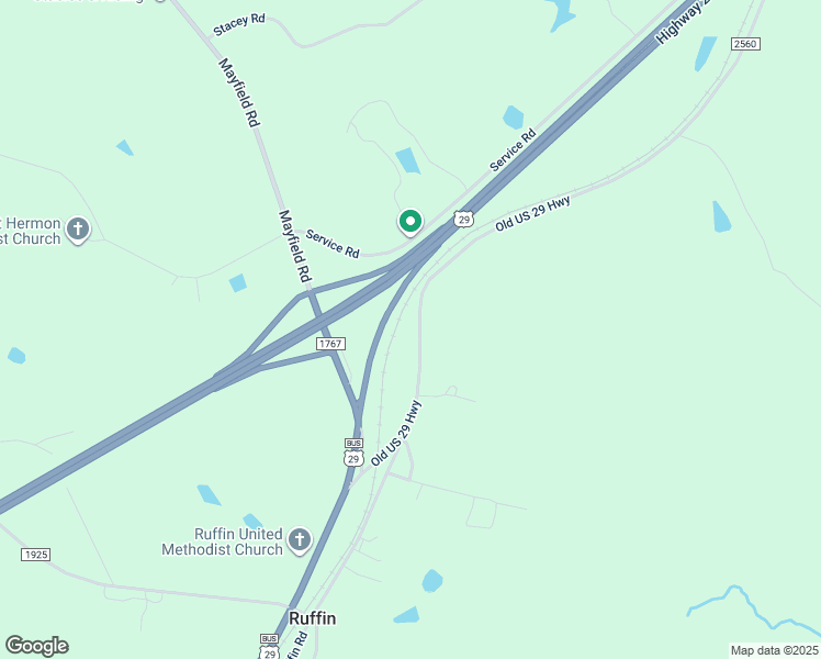 map of restaurants, bars, coffee shops, grocery stores, and more near 306 Old US 29 Highway in Ruffin