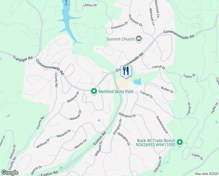 map of restaurants, bars, coffee shops, grocery stores, and more near 21 Lunsford Lane in Bella Vista