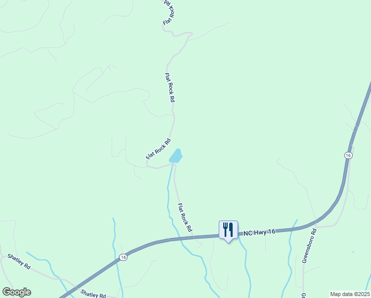 map of restaurants, bars, coffee shops, grocery stores, and more near 496 Flat Rock Road in Crumpler