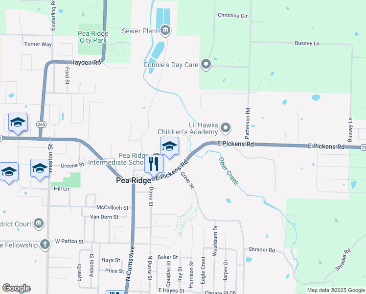map of restaurants, bars, coffee shops, grocery stores, and more near 591 East Pickens Road in Pea Ridge