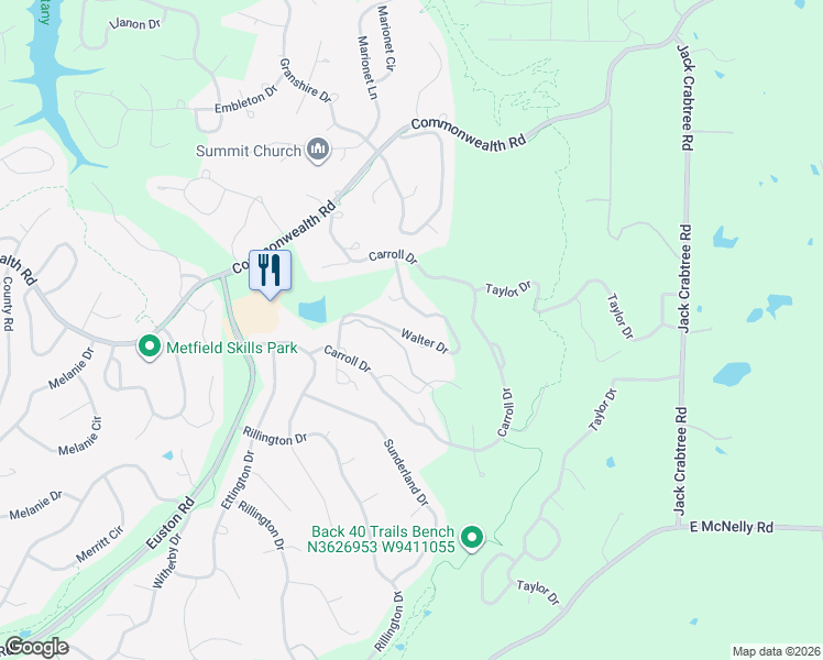 map of restaurants, bars, coffee shops, grocery stores, and more near 43 Walter Drive in Bella Vista