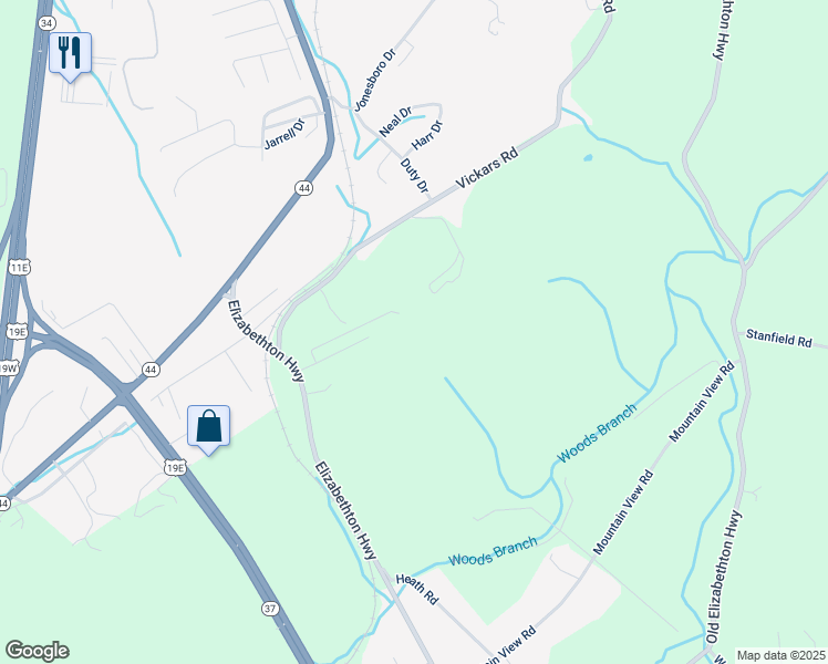 map of restaurants, bars, coffee shops, grocery stores, and more near 170 Cagle Road in Bluff City