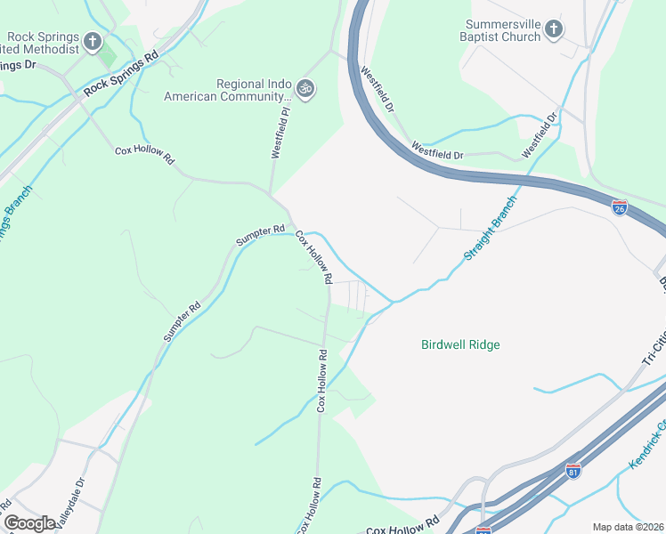 map of restaurants, bars, coffee shops, grocery stores, and more near 562 Cox Hollow Road in Kingsport