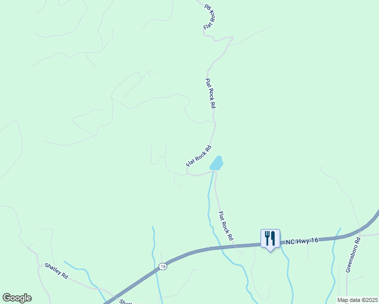 map of restaurants, bars, coffee shops, grocery stores, and more near 739 Flat Rock Road in Crumpler