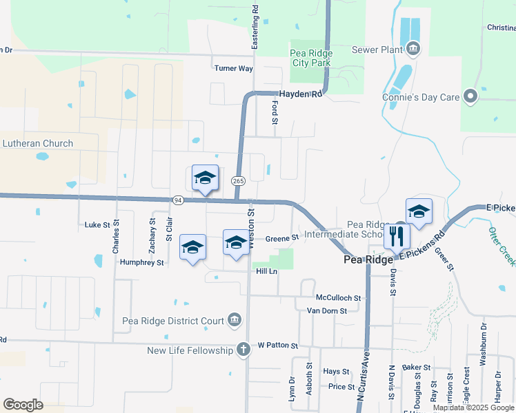 map of restaurants, bars, coffee shops, grocery stores, and more near 547-557 Sims Ln in Pea Ridge