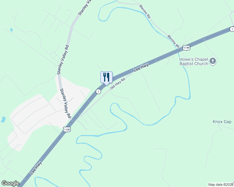 map of restaurants, bars, coffee shops, grocery stores, and more near 121 Meadowbrook Lane in Rogersville