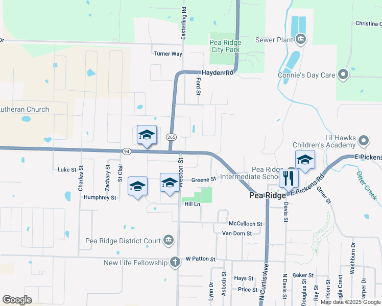 map of restaurants, bars, coffee shops, grocery stores, and more near 547-557 Sims Ln in Pea Ridge