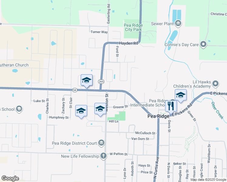 map of restaurants, bars, coffee shops, grocery stores, and more near 547-557 Sims Ln in Pea Ridge
