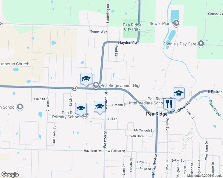 map of restaurants, bars, coffee shops, grocery stores, and more near 547-557 Sims Ln in Pea Ridge