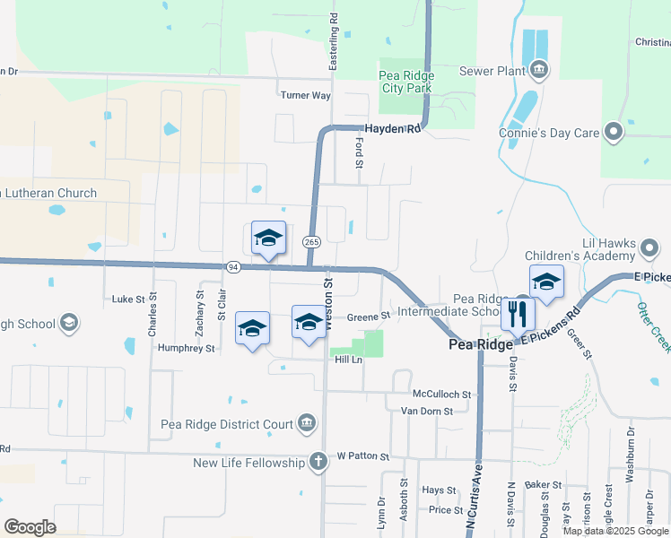 map of restaurants, bars, coffee shops, grocery stores, and more near 547-557 Sims Ln in Pea Ridge