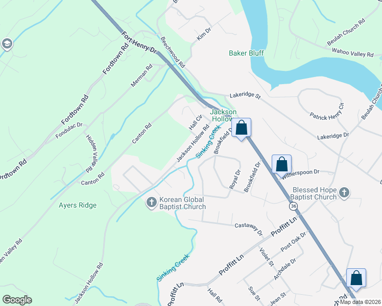 map of restaurants, bars, coffee shops, grocery stores, and more near 1113 Jackson Hollow Road in Kingsport