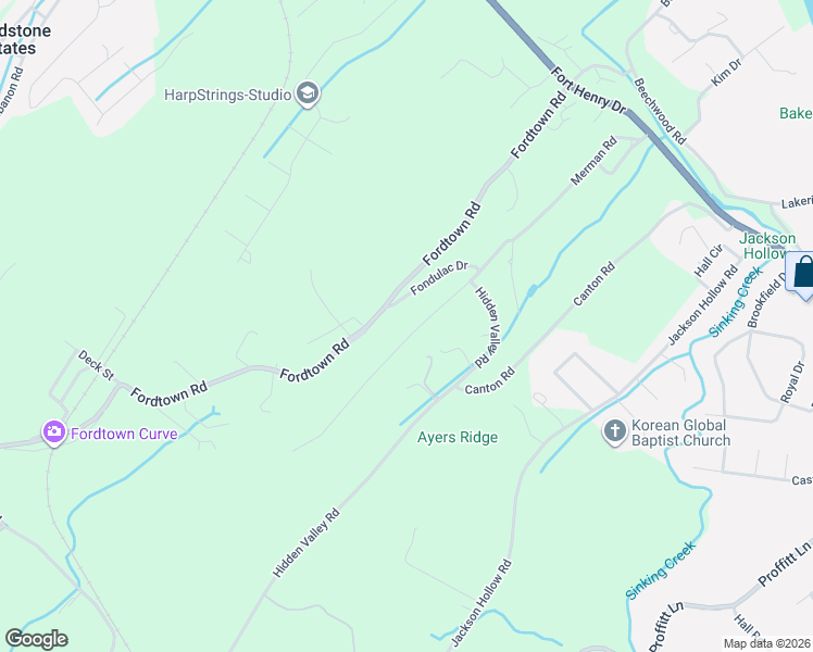 map of restaurants, bars, coffee shops, grocery stores, and more near 425 Fondulac Drive in Kingsport