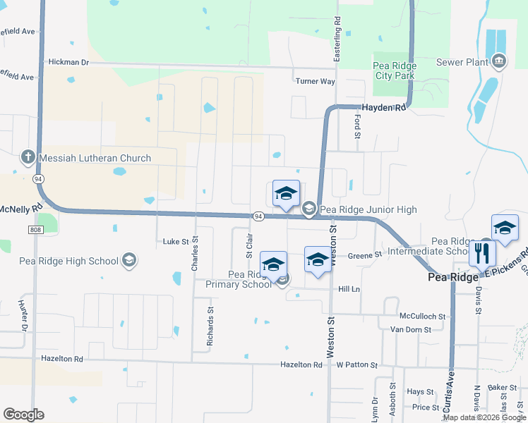 map of restaurants, bars, coffee shops, grocery stores, and more near 772-978 Pickens Road in Pea Ridge