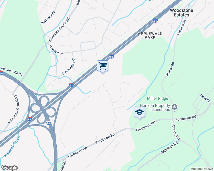 map of restaurants, bars, coffee shops, grocery stores, and more near 1004 Eastern Star Road in Kingsport