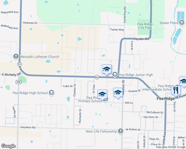 map of restaurants, bars, coffee shops, grocery stores, and more near 1048 Pickens Road in Pea Ridge
