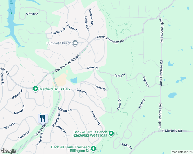 map of restaurants, bars, coffee shops, grocery stores, and more near 22 Walter Drive in Bella Vista
