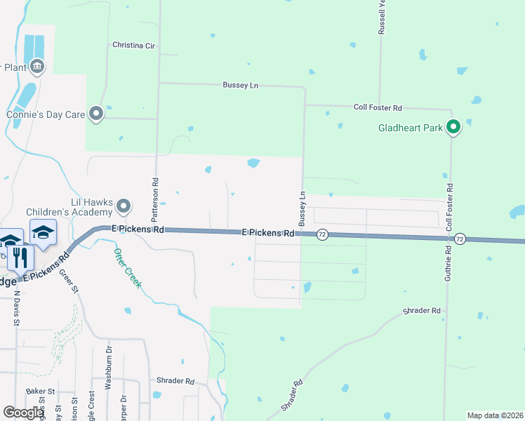 map of restaurants, bars, coffee shops, grocery stores, and more near 1626 East Pickens Road in Pea Ridge