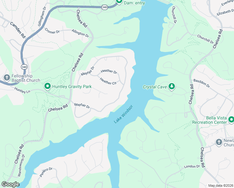 map of restaurants, bars, coffee shops, grocery stores, and more near 80 Mayfair Drive in Bella Vista