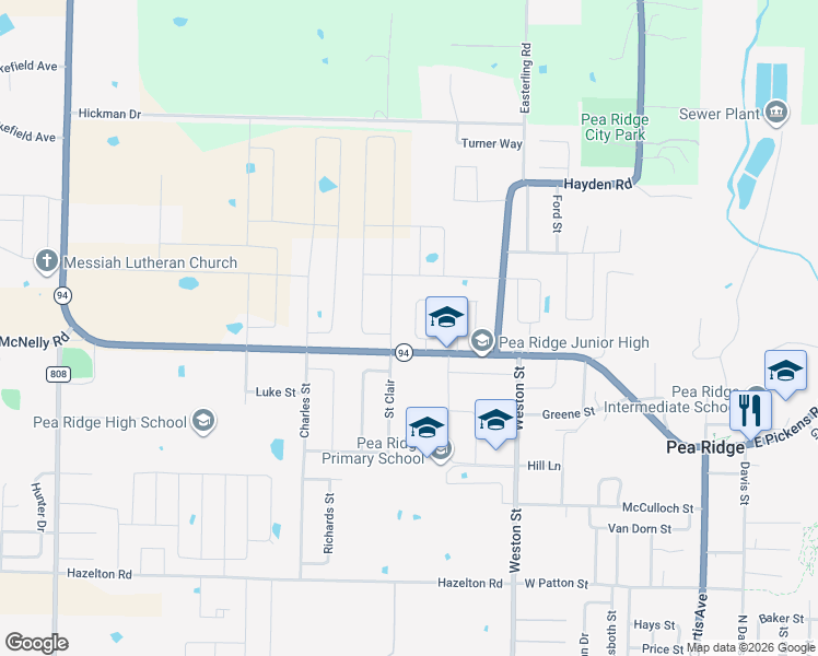 map of restaurants, bars, coffee shops, grocery stores, and more near 772-978 Pickens Road in Pea Ridge